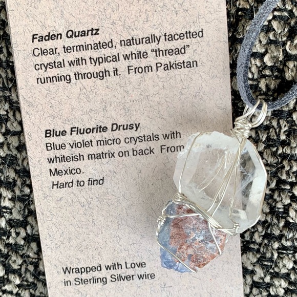 Faden Quartz & Blue Fluorite Drusy Necklace - Picture 7 of 16